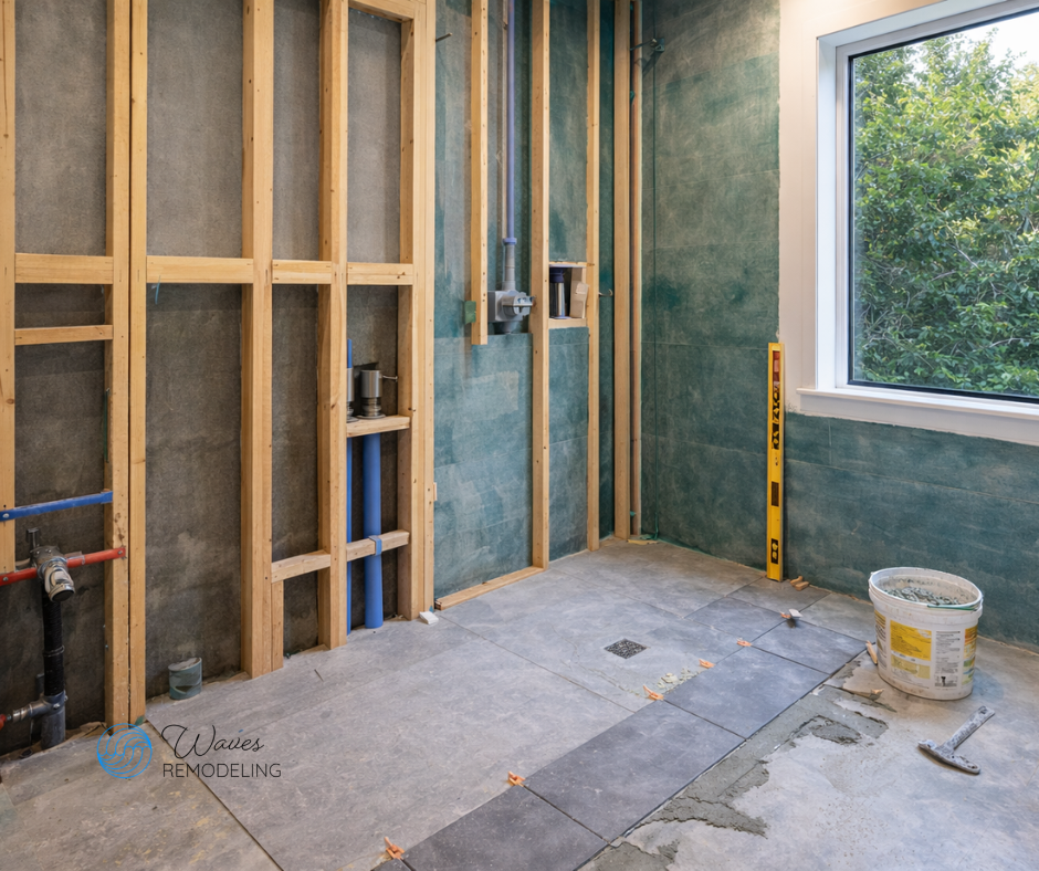 Bathroom remodel construction phase
