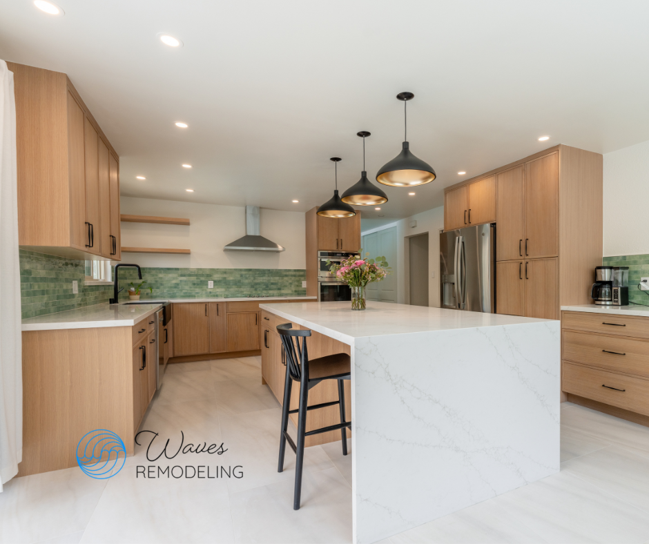 Modern kitchen remodel in Concord by Waves Remodeling