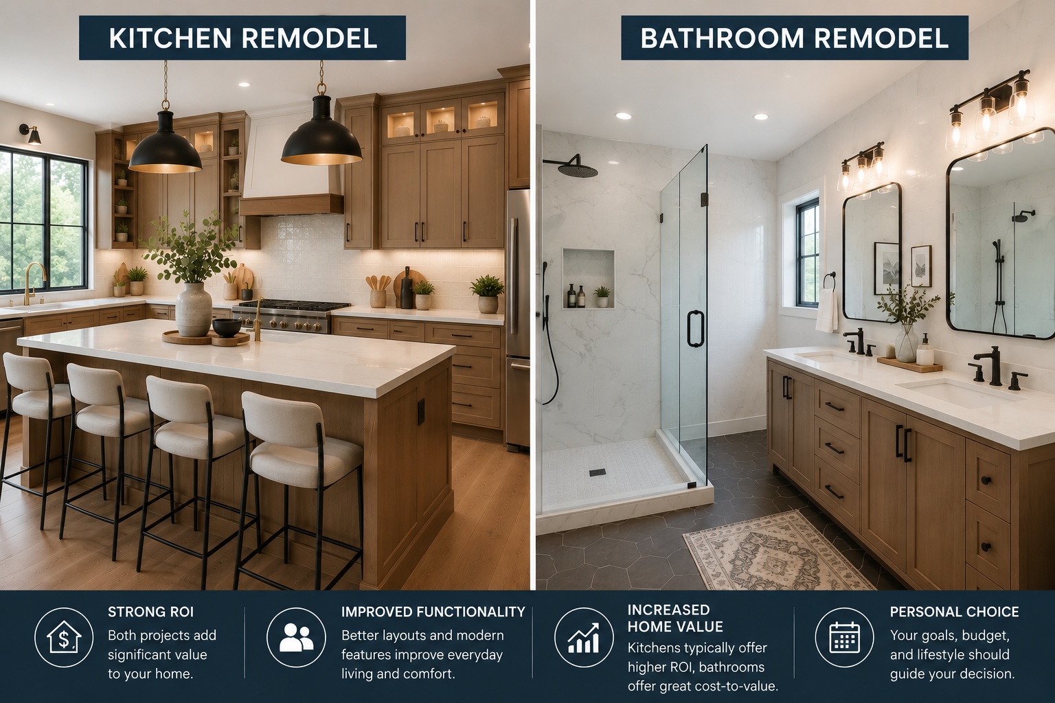 Kitchen Remodel vs Bathroom Remodel: Which Adds More Value?